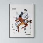 Affiche vintage de Joséphine Baker au Bar des Folies Africaines, illustrant l'ambiance rétro et exot.