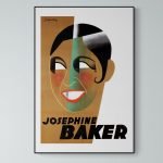 Affiche vintage de Joséphine Baker avec style artistique coloré.