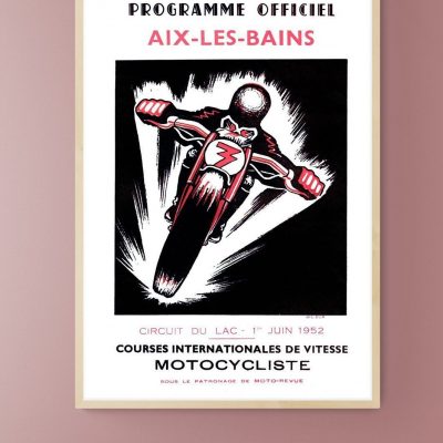 Affiche Course Moto Aix les Bains - 1952