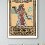 Affiche vintage représentant Marseille et Alexandrie, routes maritimes anciennes.