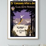 Affiche vintage du concours de ski au Lioran en 1911, illustrant l'histoire du sport d'hiver françai.