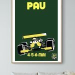 Affiche vintage course automobile Pau 4-5-6 mai, événement sportif, affiche rétro, décoration murale.