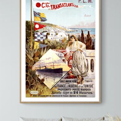 Affiche Compagnie Transatlantique France, Algérie, Tunisie