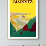 Affiche vintage Biarritz, décoration murale rétro, plage et côte basque.
