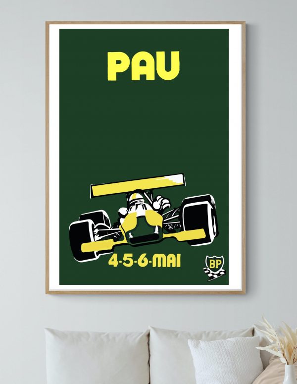 Affiche vintage course automobile Pau 4-5-6 mai, événement sportif, affiche rétro, décoration murale.