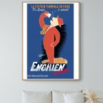 Affiche vintage de la station thermale d'Enghien les Bains, illustrant l'ambiance rétro et le charme.