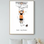 Affiche vintage représentant un skieur à Saint Lary Soulan, style rétro.