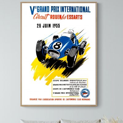 Affiche Circuit Rouen les Essarts - 1955