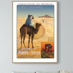 Affiche vintage voyage en Algérie et Tunisie, style rétro, dimensions 40x60 cm, décoration murale.