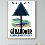 Affiche vintage représentant la mer, la montagne et le soleil au Pays Basque.