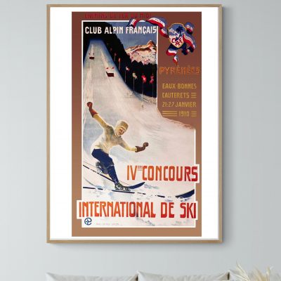 Affiche Concours Ski Cauterets - 1910