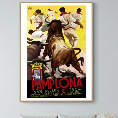 Affiche Pamplona San Fermin - Espagne 1954