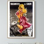 Affiche vintage de vacances à Calvi, plage et soleil au Pays Basque.