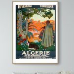 Affiche vintage représentant la région d'Hivernage en Algérie, idéale pour la décoration touristique.