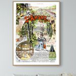 Affiche vintage de Saint Amand les Eaux, illustrant les attractions et sites historiques de la ville.