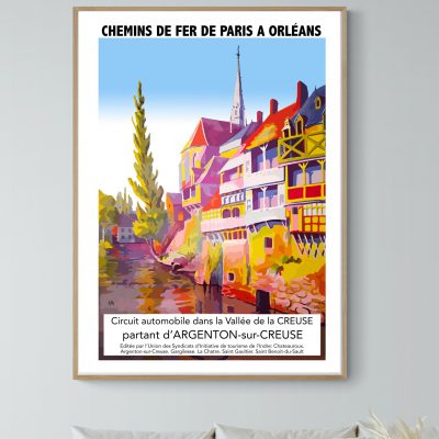 Affiche Circuit Auto dans la Vallée de la Creuse partant d'Argenton sur Creuse