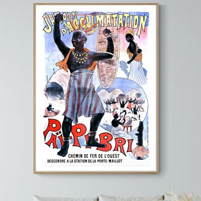 Affiche vintage représentant une scène de spectacle à Brantôme, avec des artistes et des danseurs tr.