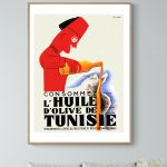 Affiche vintage illustrant la mer, la montagne et le soleil du Pays Basque, idéale pour décoration m.