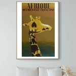 Affiche vintage représentant une scène de l'Afrique occidentale française.