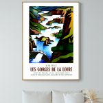 Affiche vintage représentant la mer, la montagne et le soleil au Pays Basque.