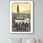 Affiche vintage Arras, monument et architecture historique.