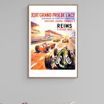 Affiche vintage du Grand Prix de l'ACF à Reims en 1960, course de Formule 1 emblématique.