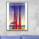 Arcachon affiche vintage plage et nature.