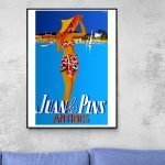 Affiche vintage "Engage toi dans l'Armée de l'Air" avec plage et femme en maillot.