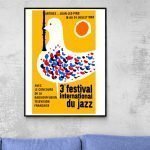 Affiche vintage du 3e Festival International du Jazz à Antibes, 1962, avec design artistique d'oisea.