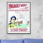 Affiche vintage de la 25e Division parachutiste de l'armée française.