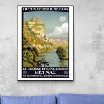 Affiche vintage du Château et du village de Beynac sur la Dordogne.