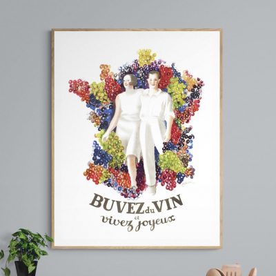 Affiche Buvez du Vin et Vivez Joyeux