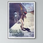 Affiche vintage de l'événement Euskal Jai Parisien avec un joueur de pelote basque.