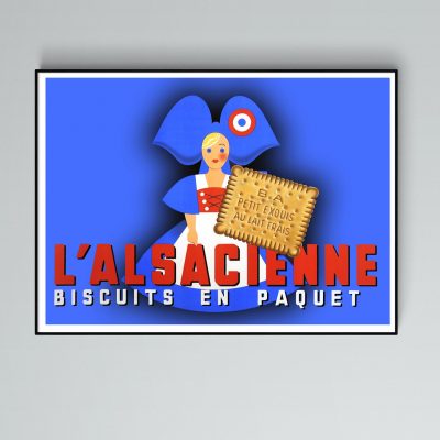Affiche l'Alsacienne, biscuits en paquet