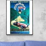 Affiche vintage de course automobile à Rouen, pour l'événement du 30 juillet, organisée par le club.