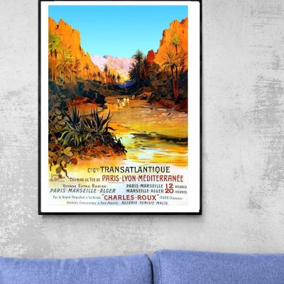 Affiche Compagnie Transatlantique Paris, Marseille, Alger