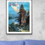 Affiche vintage représentant la ville de Brantôme avec la rivière et la nature environnante.