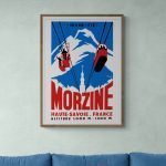 Affiche vintage de Morzine station avec télécabines en montagne.