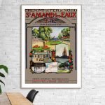 Affiche vintage de Saint Amand les Eaux, illustrant les sites historiques et attractions de la ville.