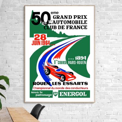 Affiche Grand Prix Rouen les Essarts - 1964