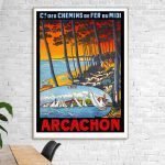 Affiche vintage de l'Armée de l'Air, illustrant un paysage maritime avec des voiliers et un coucher.