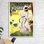 Affiche vintage d'Enghien les Bains, promotion touristique avec scène artistique et nature.