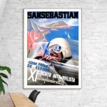 Affiche vintage du Grand Prix de Pau 1962, mettant en avant un pilote de course avec casque et lunet.