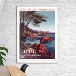 Affiche vintage de la Côte d'Ésterel, France.