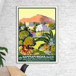 Affiche vintage de Hammam Righa à Alger, avec paysages colorés et nature luxuriante.