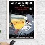 Affiche vintage Air Afrique avec vue aérienne de l'Égypte.