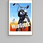 Affiche vintage Vélosolex avec vélo moteur emblématique, format 40x60 cm, idéale pour décoration rét.