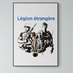 Affiche vintage de la Légion étrangère, style rétro avec soldats en uniforme.