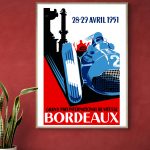 Affiche vintage du Grand Prix Bordeaux 1951, course automobile historique, affiches de collection, d.