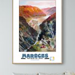 Affiche vintage de la ligne ferroviaire Méditerranée entre Marseille et Menton.